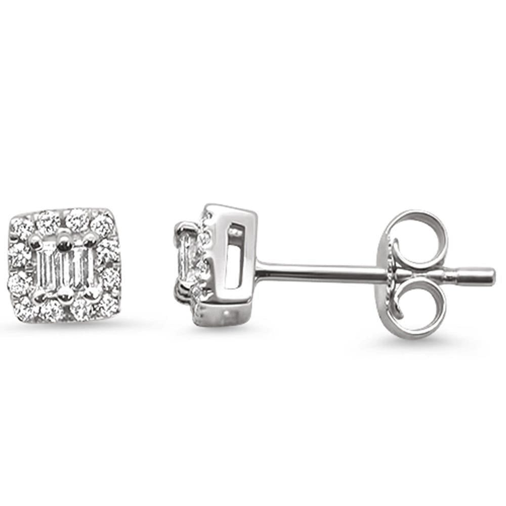 .20ct 14k White GOLD Diamond Square Shaped Stud Earrings