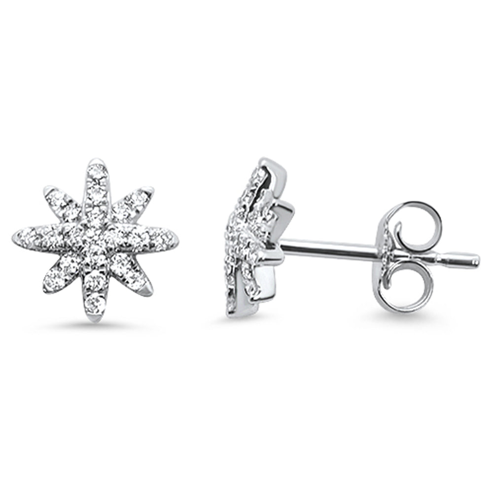 .24ct 14kt White GOLD Diamond Trendy Starburst Stud Earrings