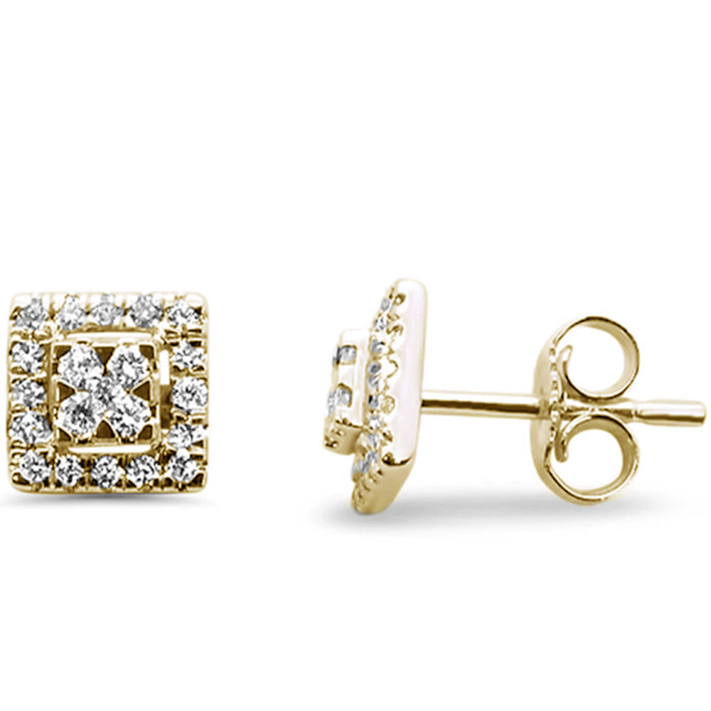 .27ct F SI 14K Yellow Gold Square Shape Diamond Stud EARRINGS