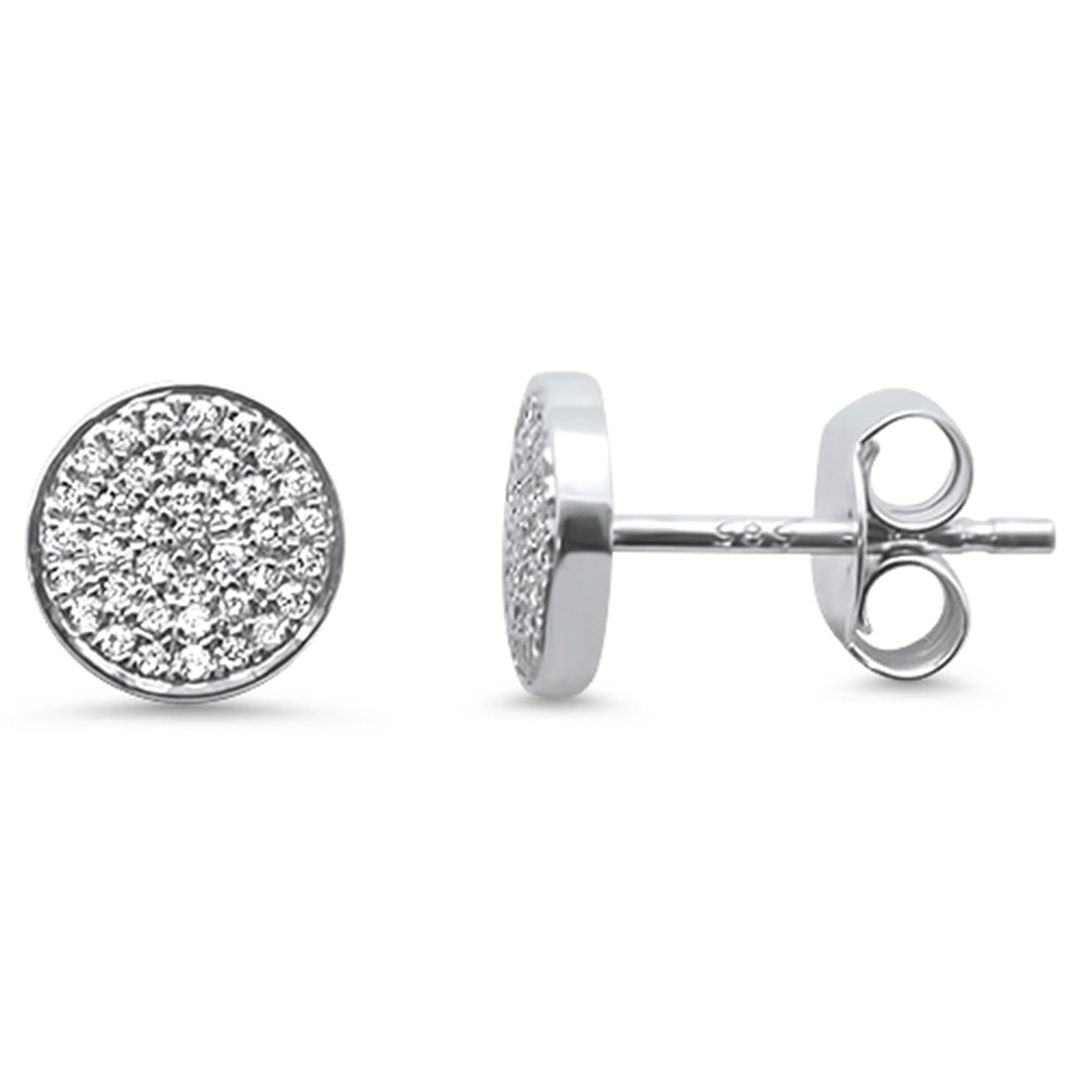 .15ct 14kt White Gold Trendy Micro Pave Round Disc Diamond EARRINGS