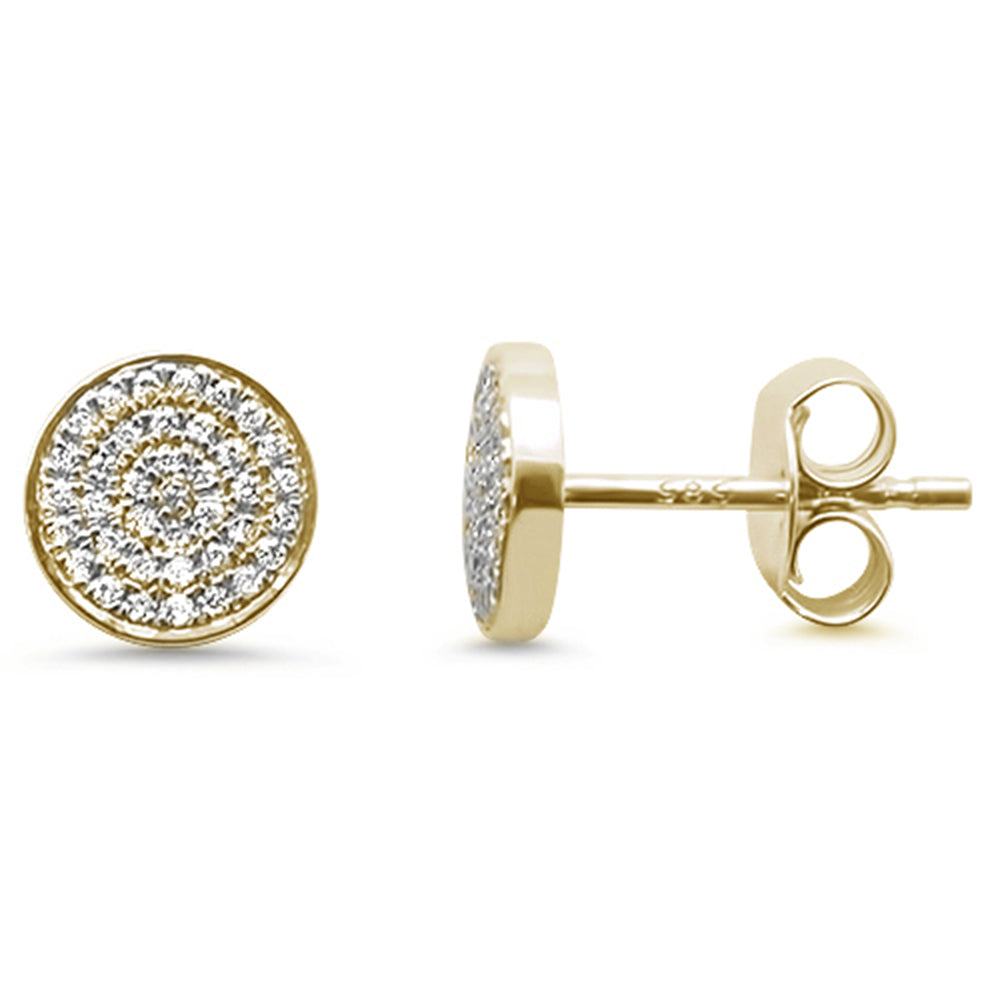 DIAMOND CLOSEOUT! .19ct 14kt Yellow GOLD Trendy Micro Pave Round Disc Diamond Earrings