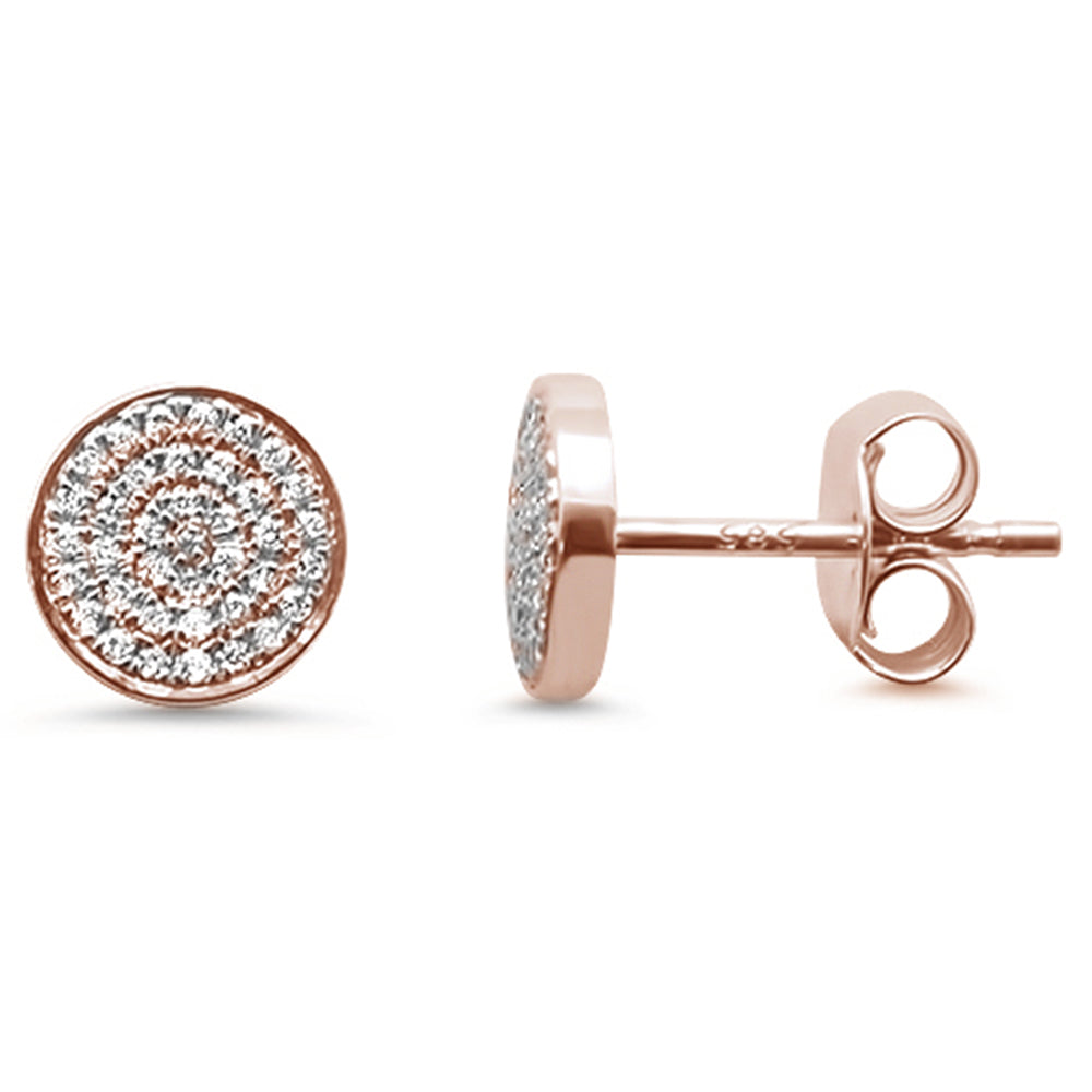.16ct 14kt Rose Gold Trendy Micro Pave Round Disc Diamond EARRINGS