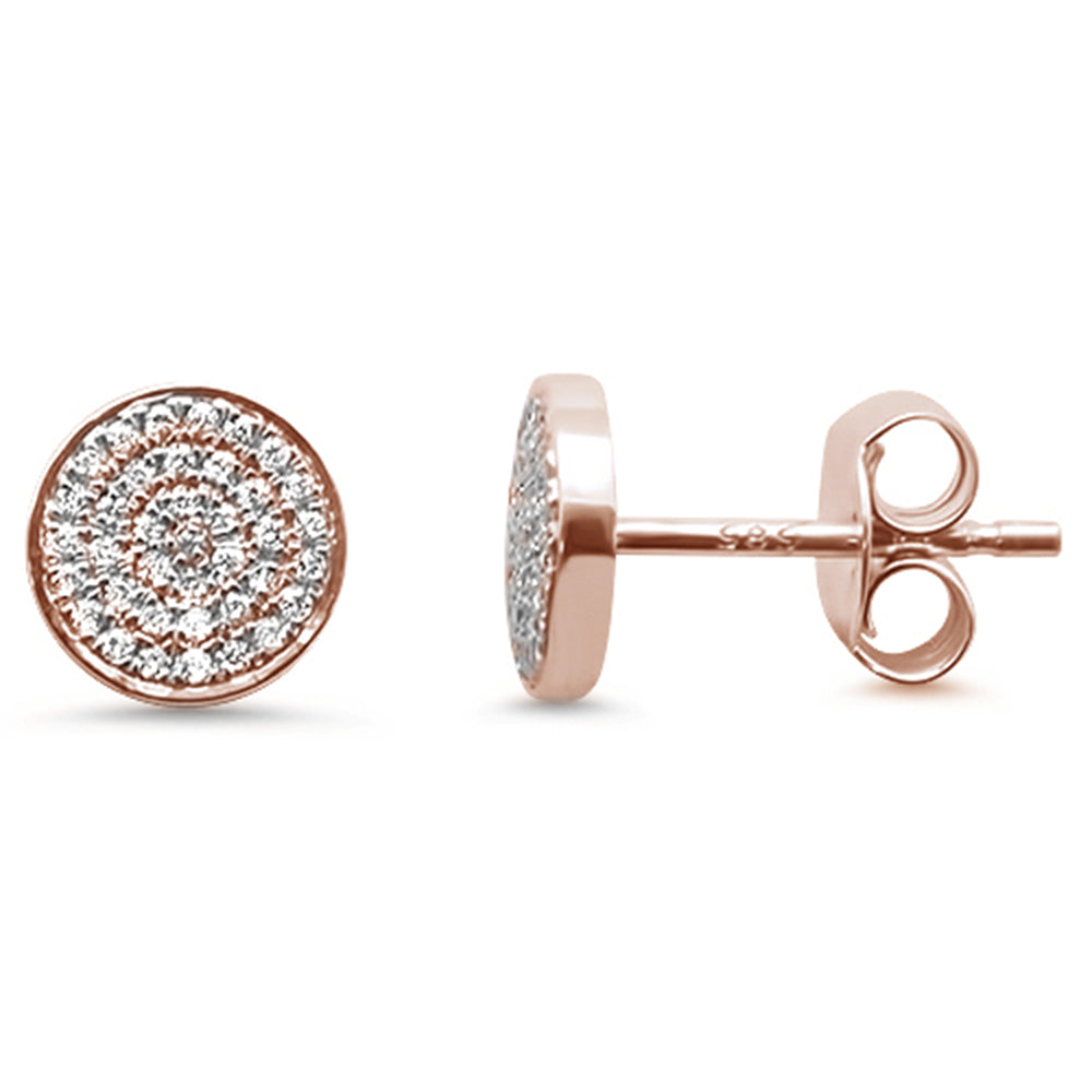 .16ct 14kt Rose Gold Trendy Micro Pave Round Disc DIAMOND Earrings