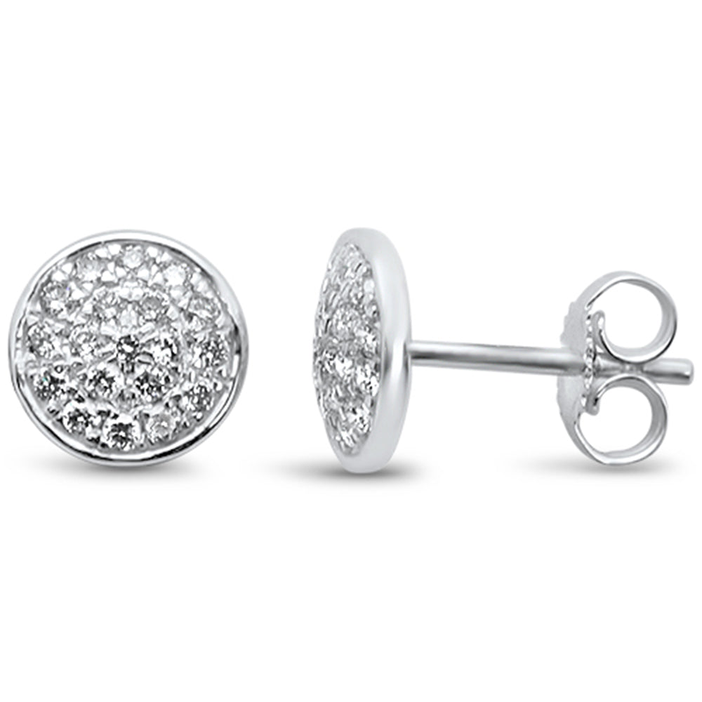 .27ct 14kt White Gold Micro Pave Round DIAMOND Circle Disc Stud Earrings