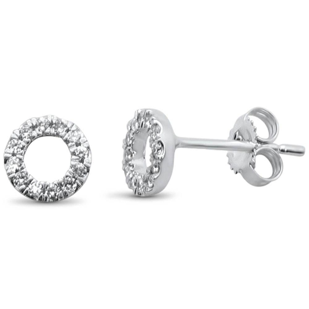 .16ct 14kt White GOLD Trendy Round Circle Cut out Diamond Stud Earrings