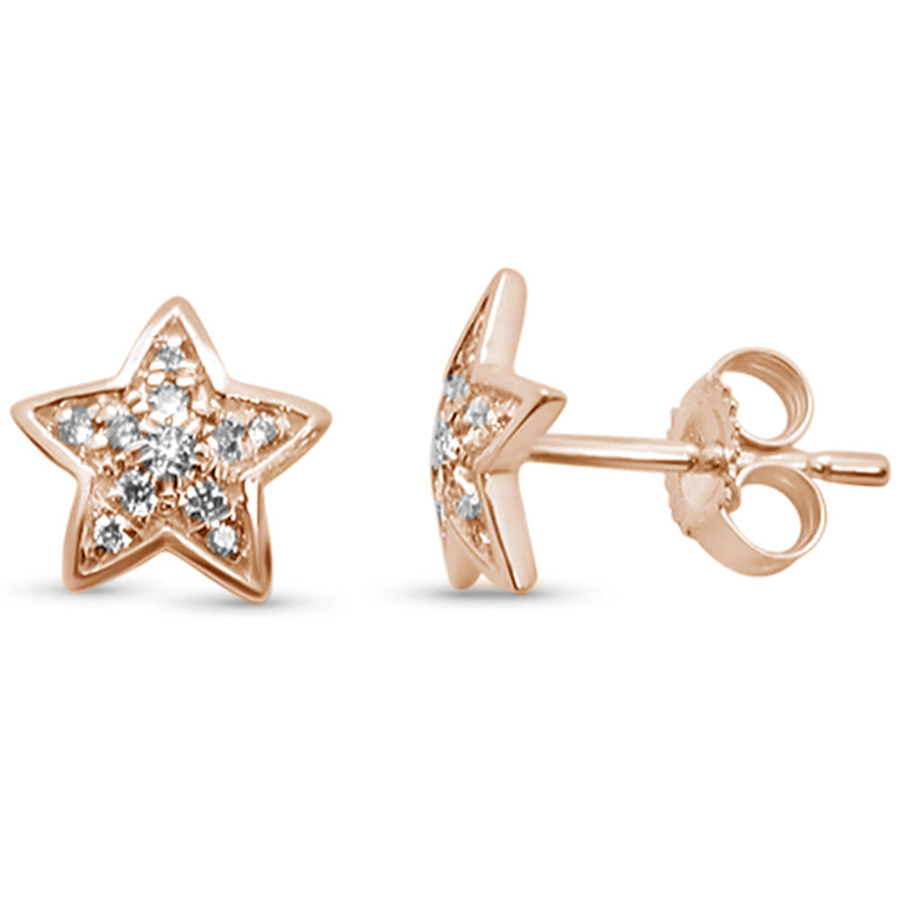 .13ct F SI 14K Rose Gold Star DIAMOND Earrings