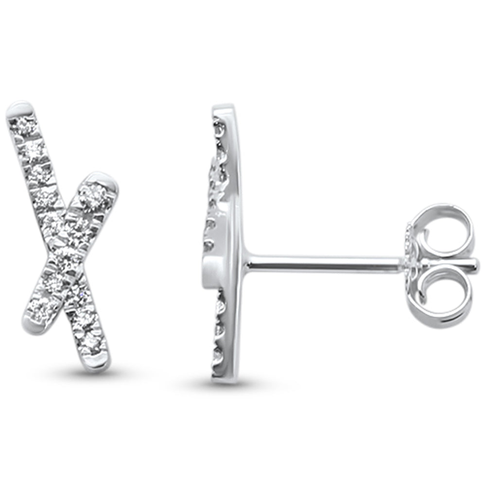 .16ct 14kt White GOLD Trendy Modern Diamond Stud Earrings