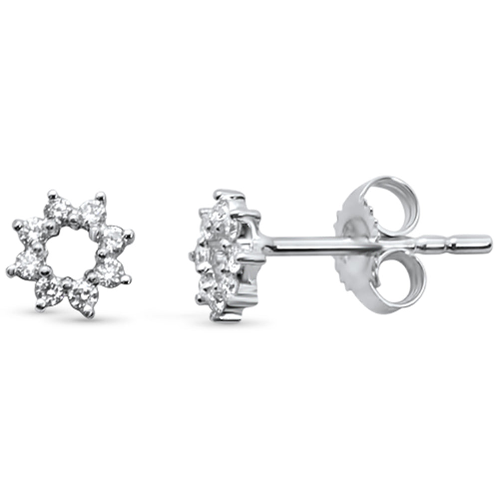.14ct 14kt White Gold Trendy Circle Cut out cute Stud DIAMOND Earrings