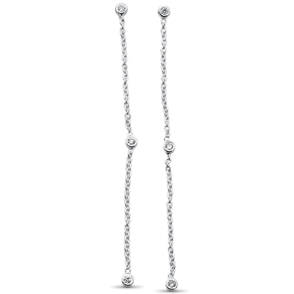 .12ct 14kt White Gold Trendy! Diamond by the Yard Station Drop EARRINGS