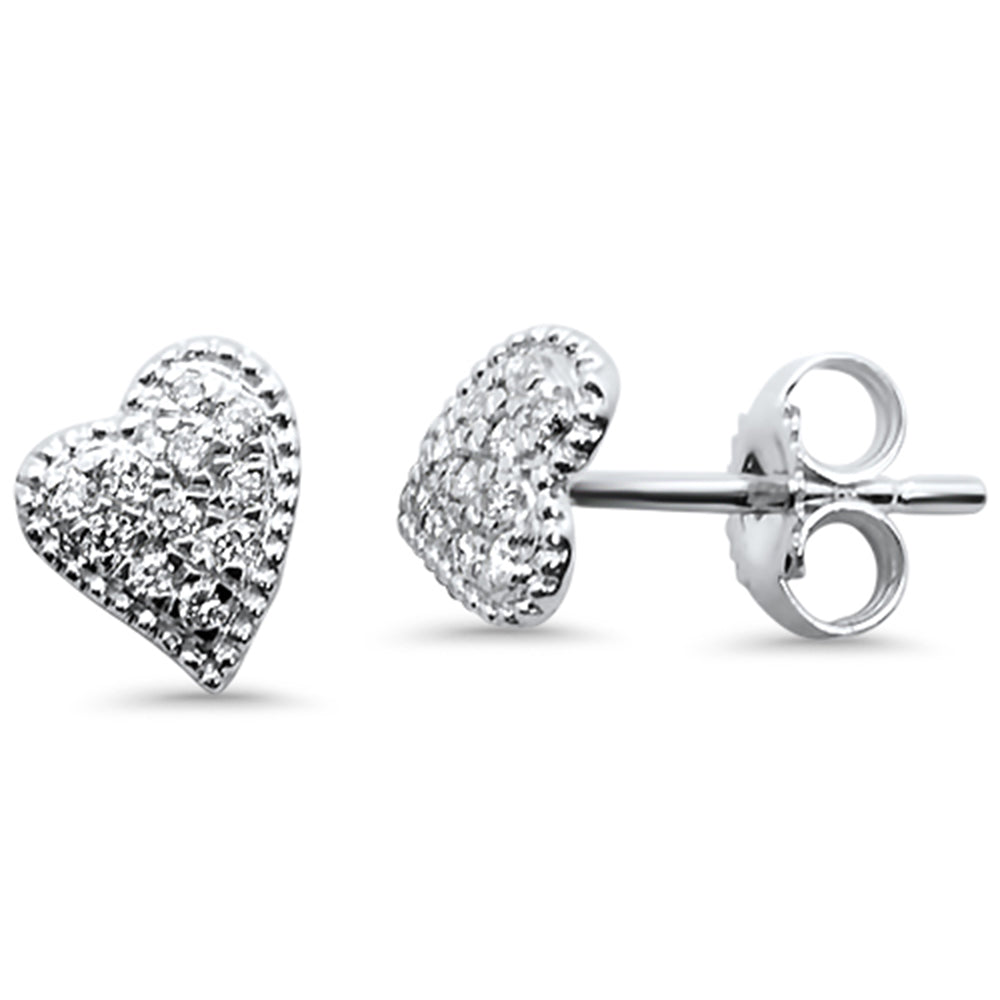 .13ct 14kt White Gold Trendy! Asymmetrical Heart Love Diamond Stud EARRINGS