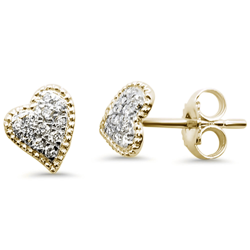 .13ct 14kt Yellow Gold Trendy! Asymmetrical Heart Love Diamond STUD EARRINGS