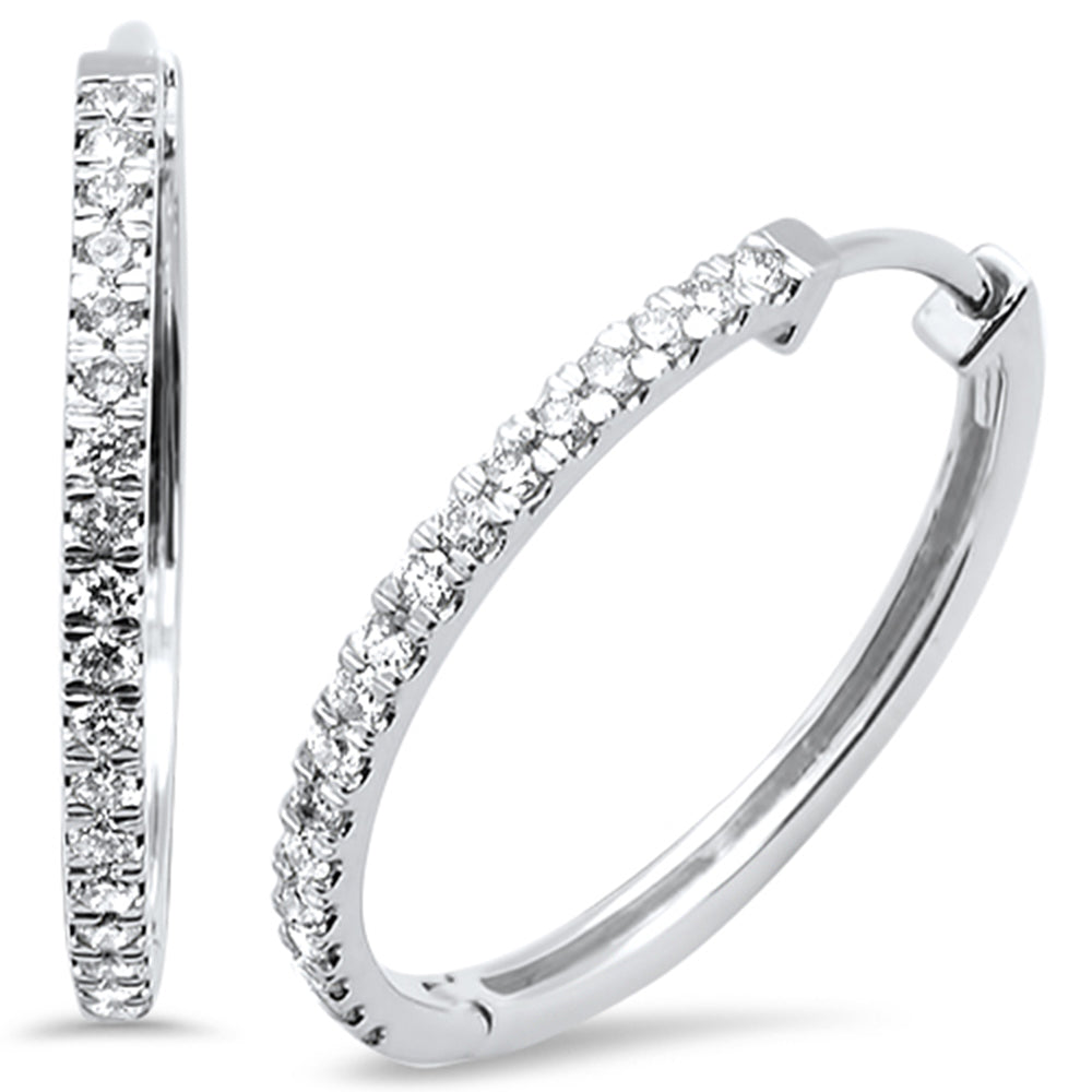 ''SPECIAL!.60ct 14kt White Gold Micro Pave Round Hoop Diamond EARRINGS''