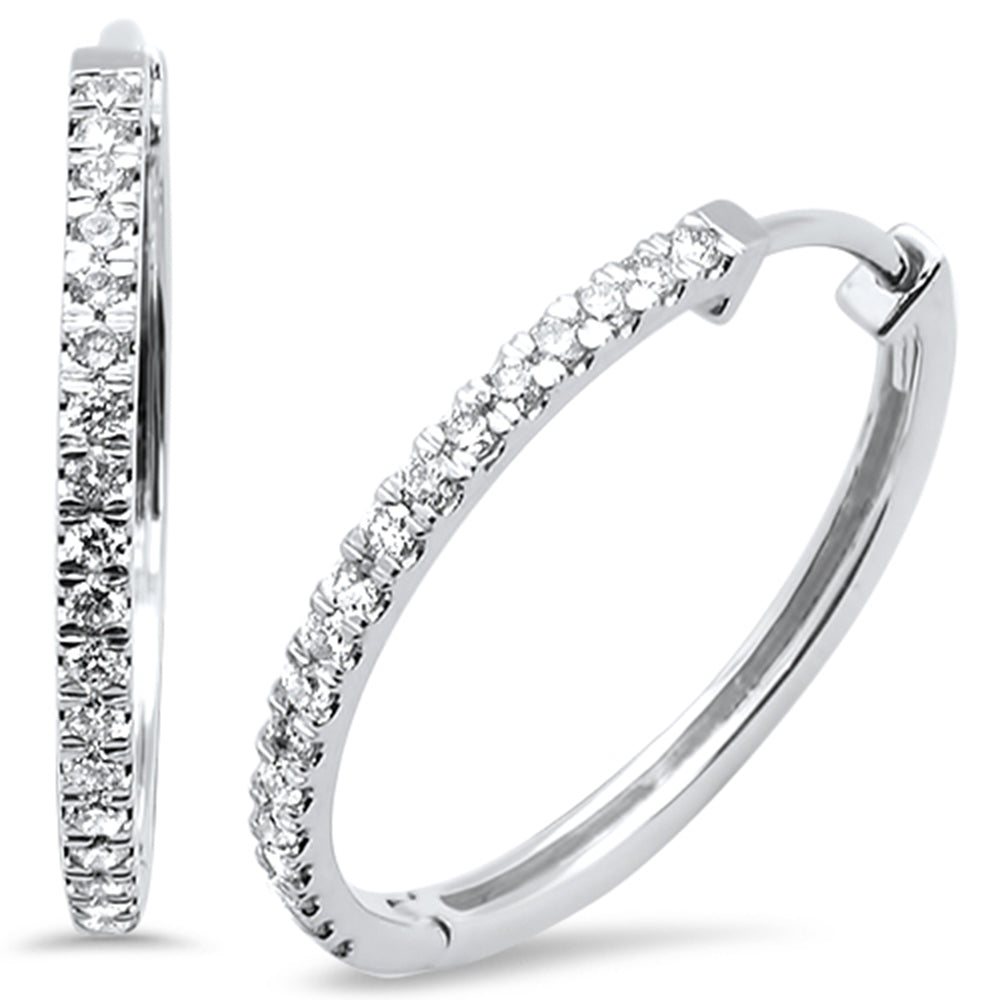 ''SPECIAL!.60ct 14kt White GOLD Micro Pave Round Hoop Diamond Earrings''