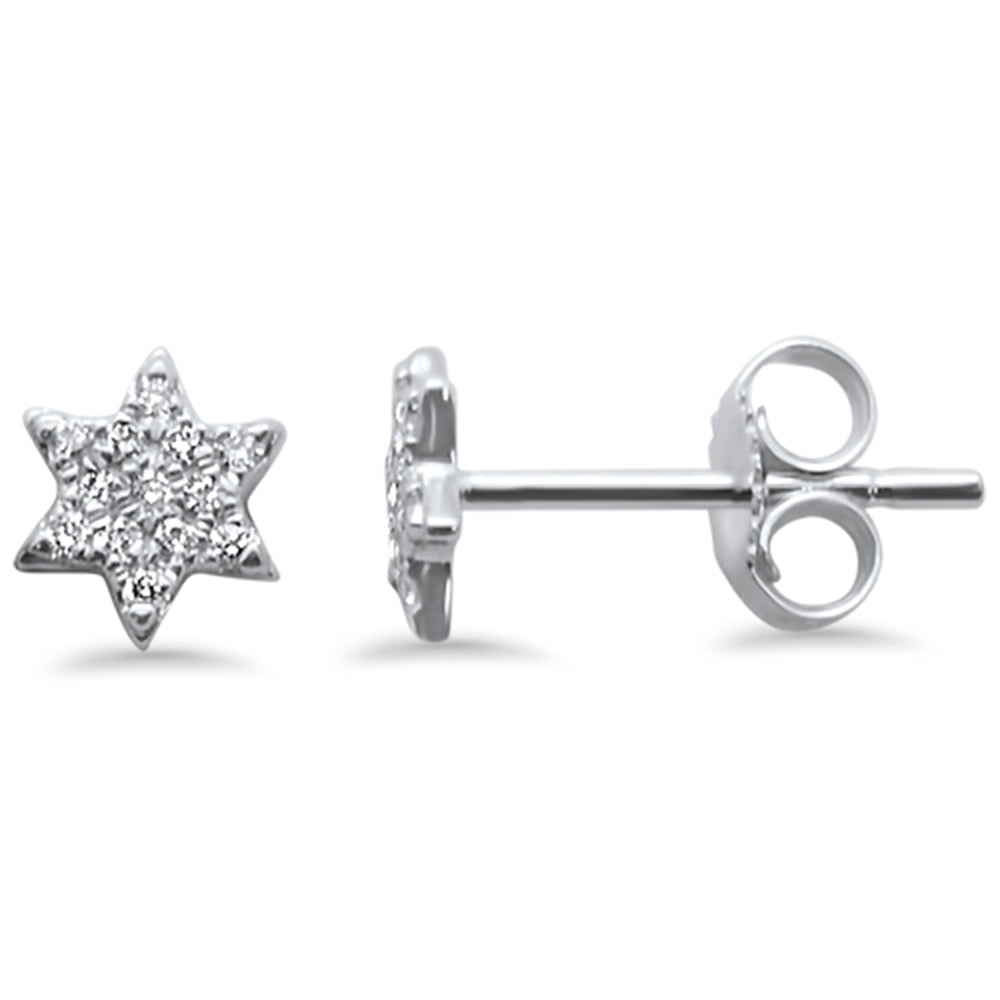 .13ct 14kt White Gold Trendy Modern Star Diamond STUD EARRINGS