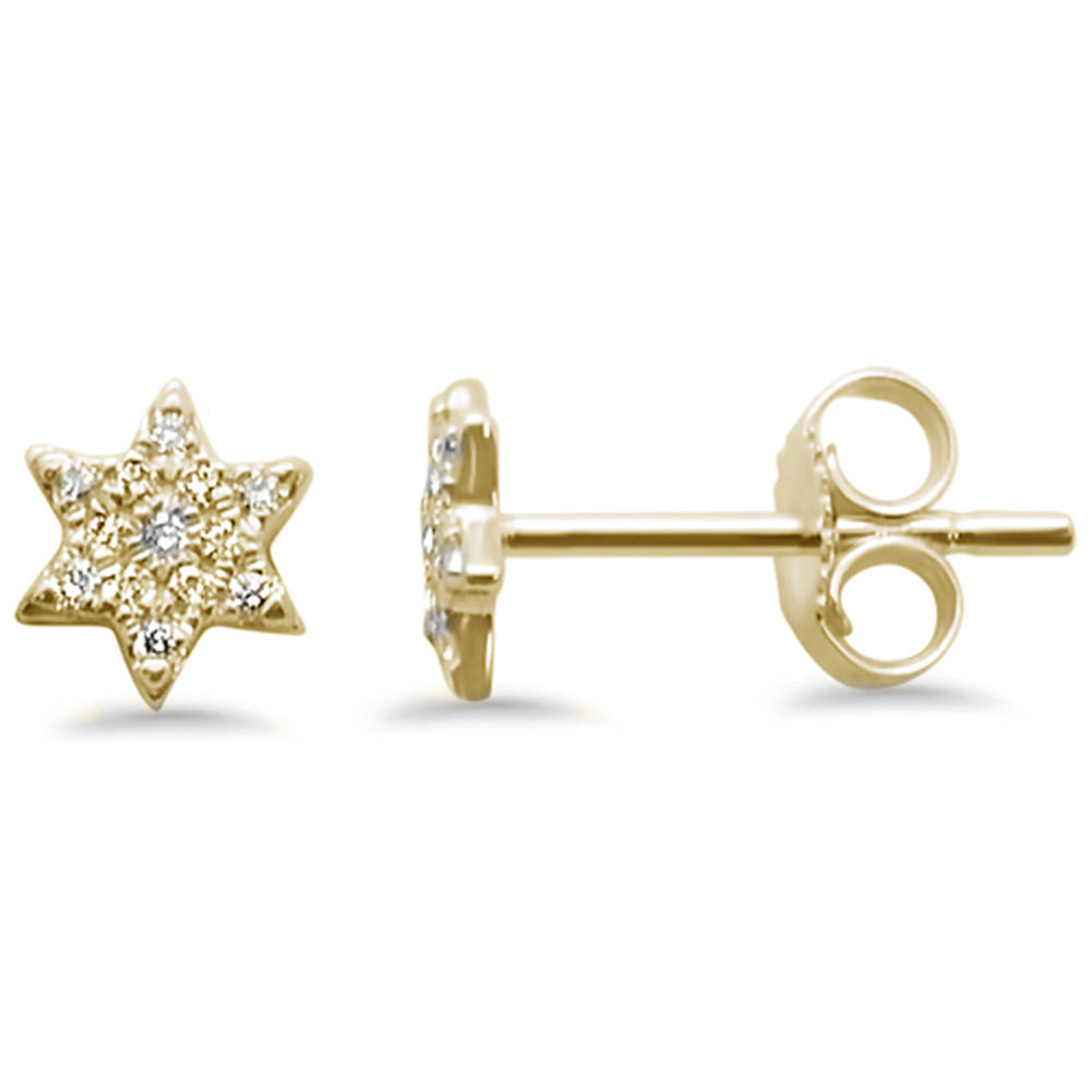 .12ct 14k Yellow Gold Pave Star Diamond EARRINGS