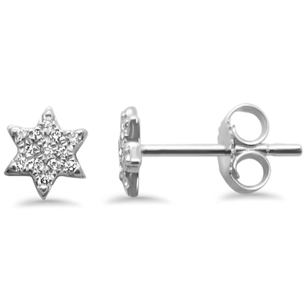 .13ct 14k White GOLD Cute Star Diamond Stud Earrings