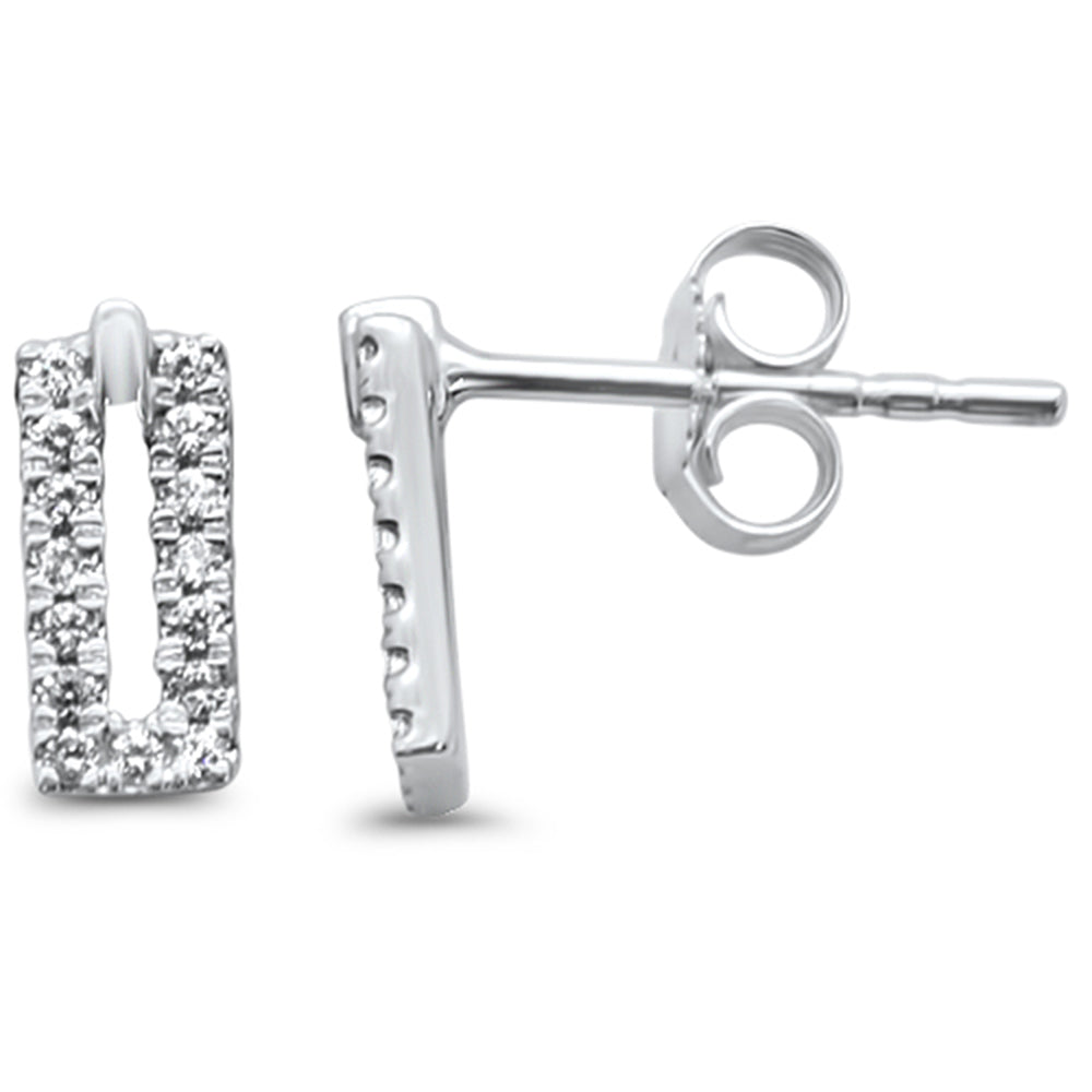 .13ct 14kt White Gold Modern Trendy Rectangle Shape Diamond STUD EARRINGS