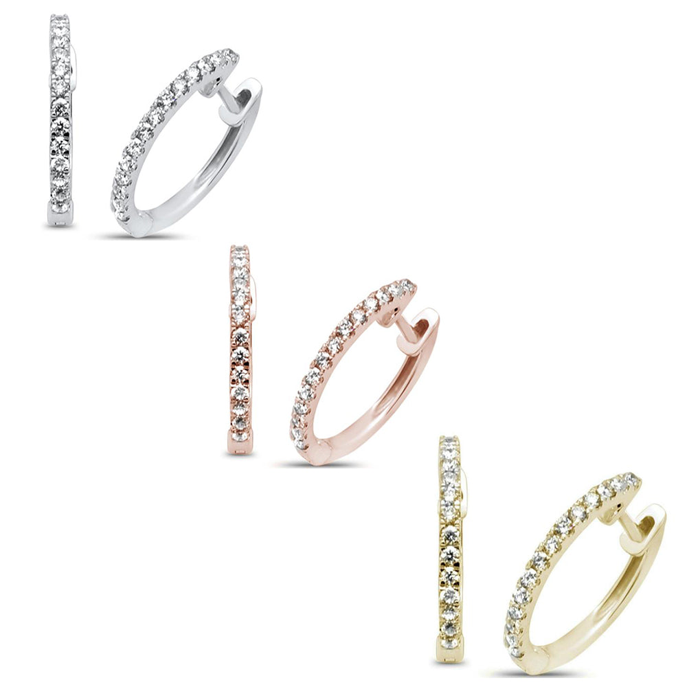 ''SPECIAL! .22ct 14kt Gold DIAMOND Hoop Huggie Earrings''