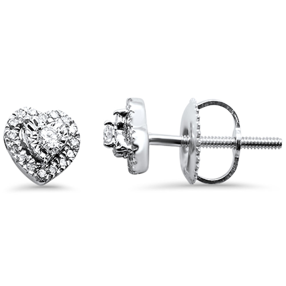 .12ct 14k White GOLD Heart Shaped Diamond Stud Earrings