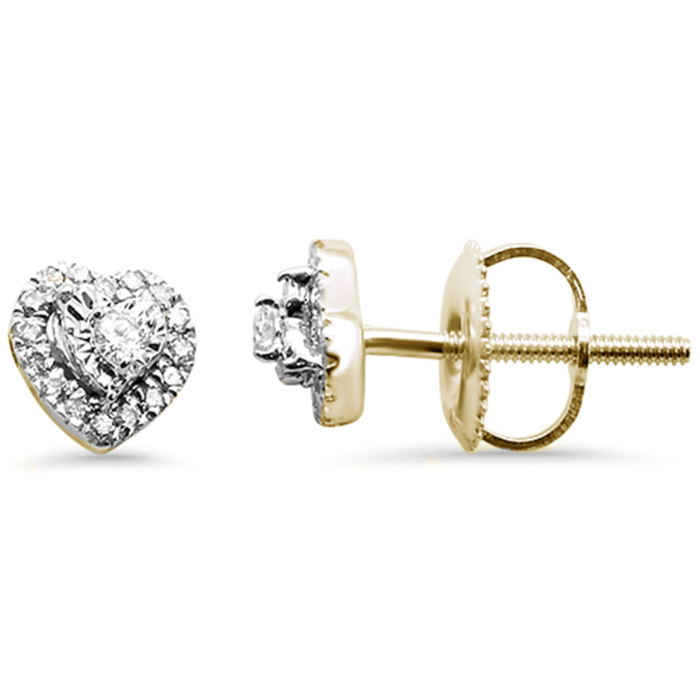 .12ct 14k Yellow Gold Heart Shaped Diamond STUD EARRINGS