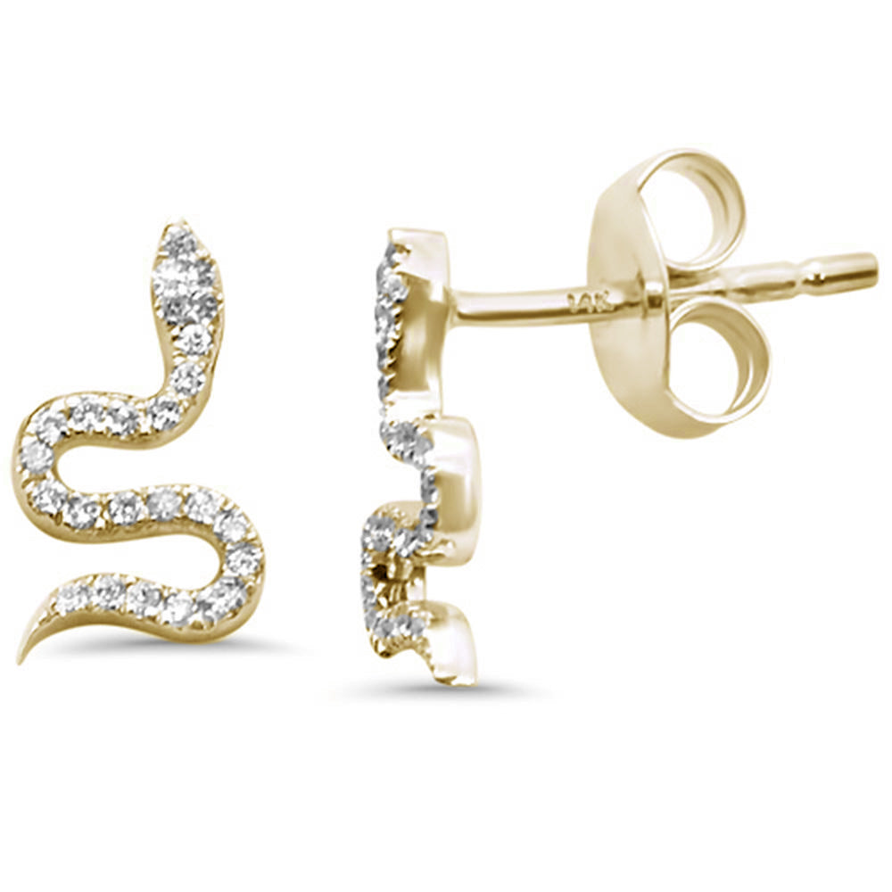 .10ct G SI 14K Yellow Gold DIAMOND Snake Earrings