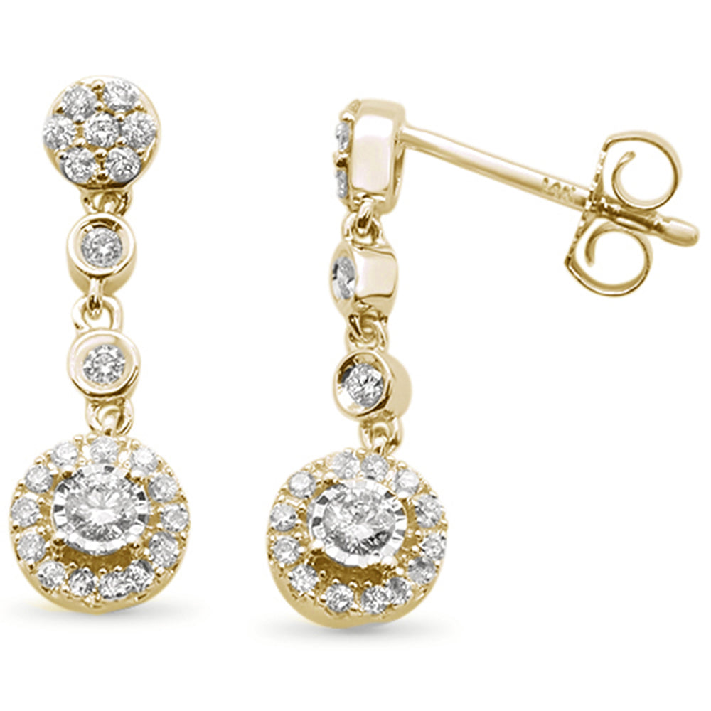 ''SPECIAL! .39ct 14k Yellow Gold Drop DANGLE Diamond Earrings''