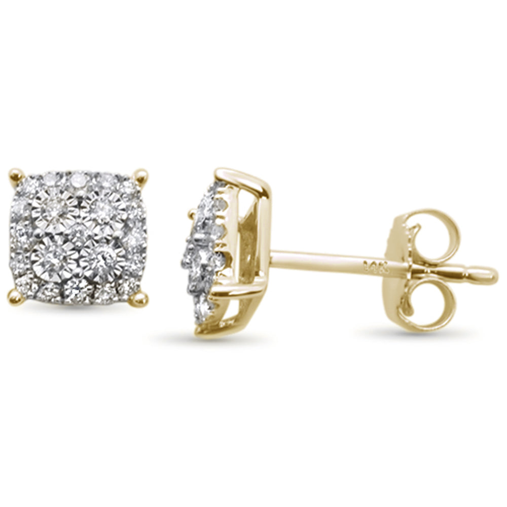 ''SPECIAL! .25ct 14k Yellow GOLD Diamond Square Shape Stud Earrings''