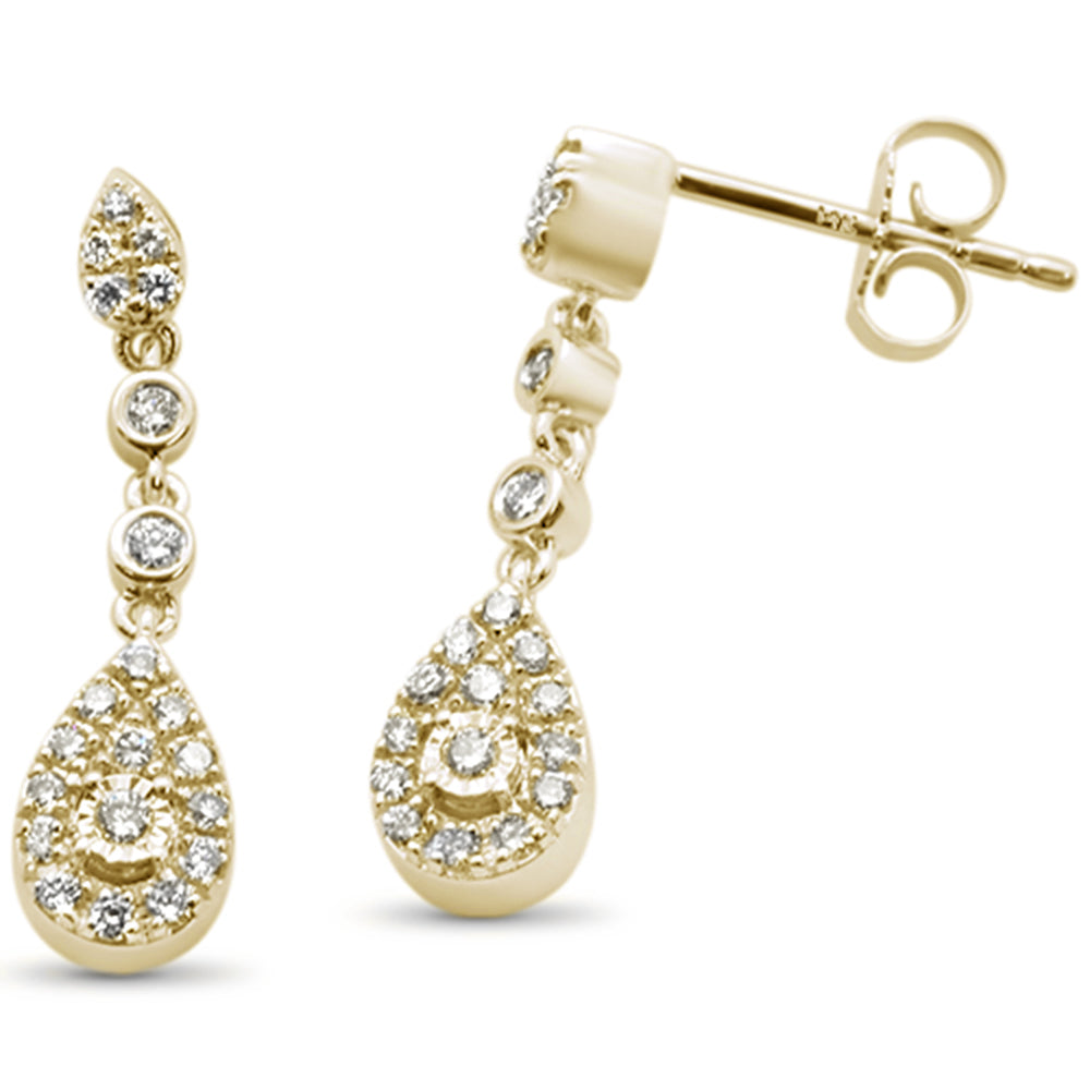 ''SPECIAL! .33ct 14k Yellow Gold Pear Shape Diamond Drop Dangle EARRINGS''