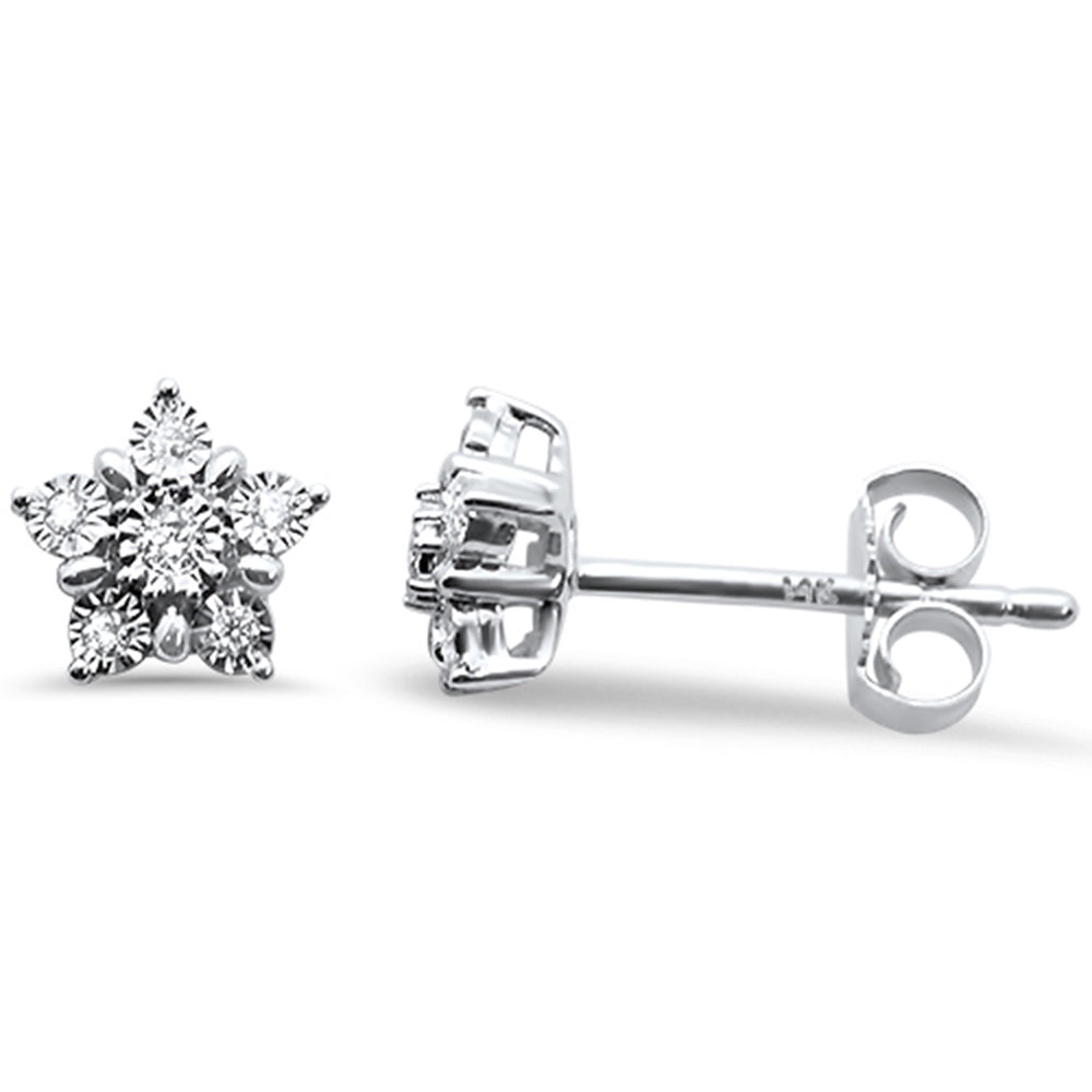 ''SPECIAL! .08ct 14k White Gold Star Shape DIAMOND Stud Earrings''