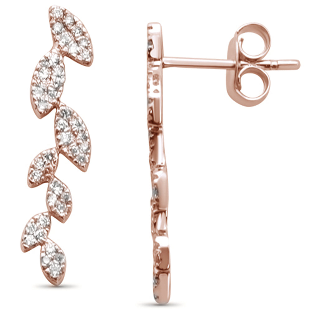 .34ct 14K Rose Gold Leaf Drop Diamond EARRINGS