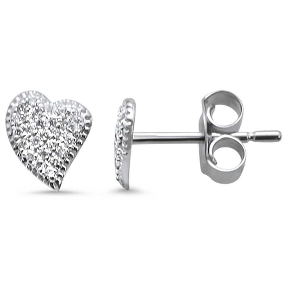 .10ct 14K White Gold Pave Heart Modern Diamond EARRINGS