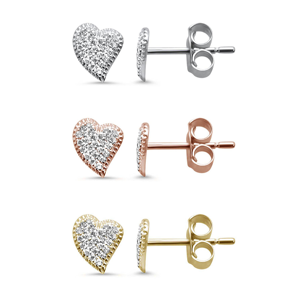 ''SPECIAL! .10ct 14KT Gold Pave Heart Modern Diamond EARRINGS''