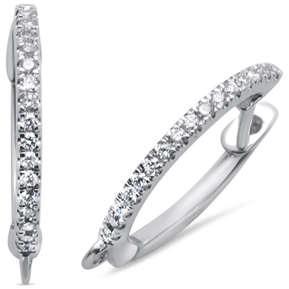 .18ct 14K White Gold HOOP Huggie Diamond EARRINGS