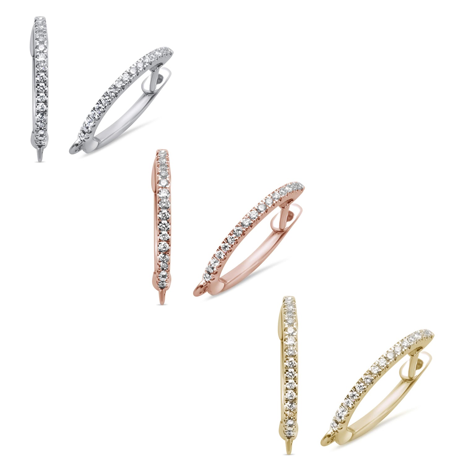 ''SPECIAL! .13ct 14K GOLD Hoop Huggie Diamond Earrings''