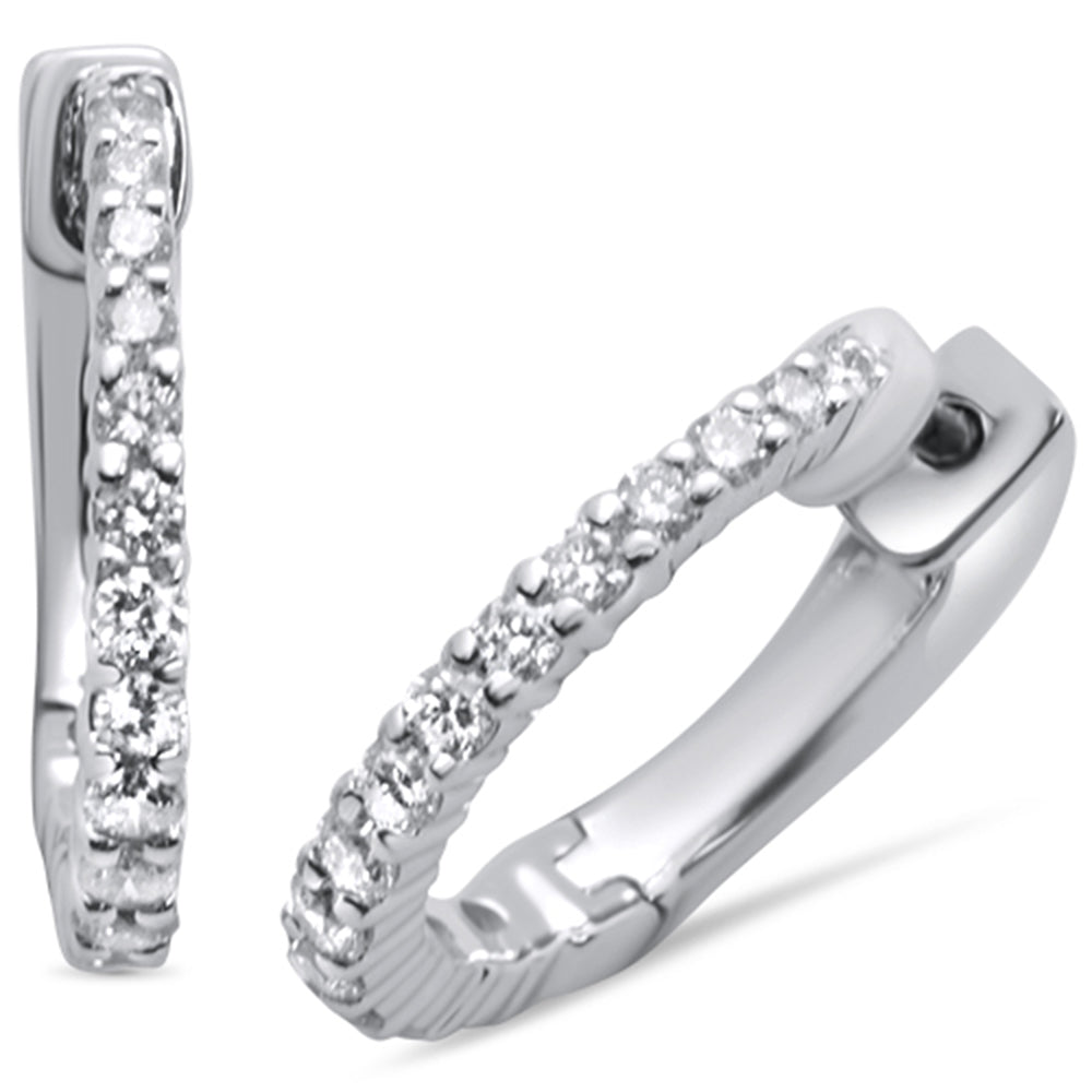 ''SPECIAL!.54ct 14K White GOLD Hoop Huggie Diamond Earrings''