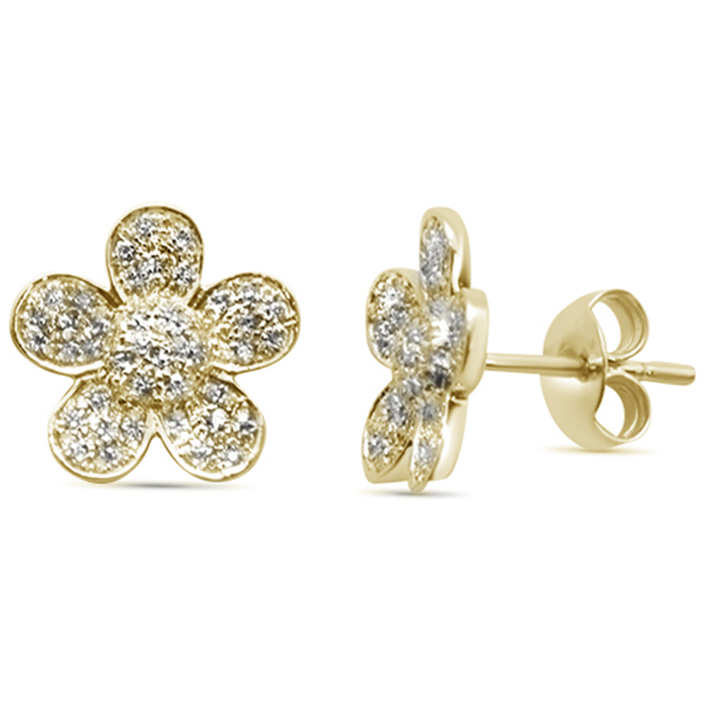 .37ct 14K Yellow Gold Modern FLOWER Diamond Earrings