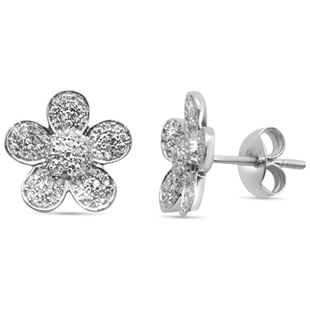 .36ct 14K White Gold Modern FLOWER Diamond Earrings