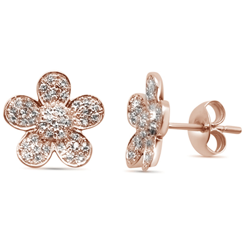 .29ct 14K Rose Gold Modern FLOWER Diamond Earrings