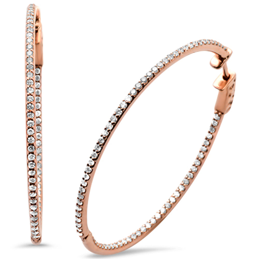 ''SPECIAL! 1.70ct 14K Rose GOLD Diamond Hoop Earrings''