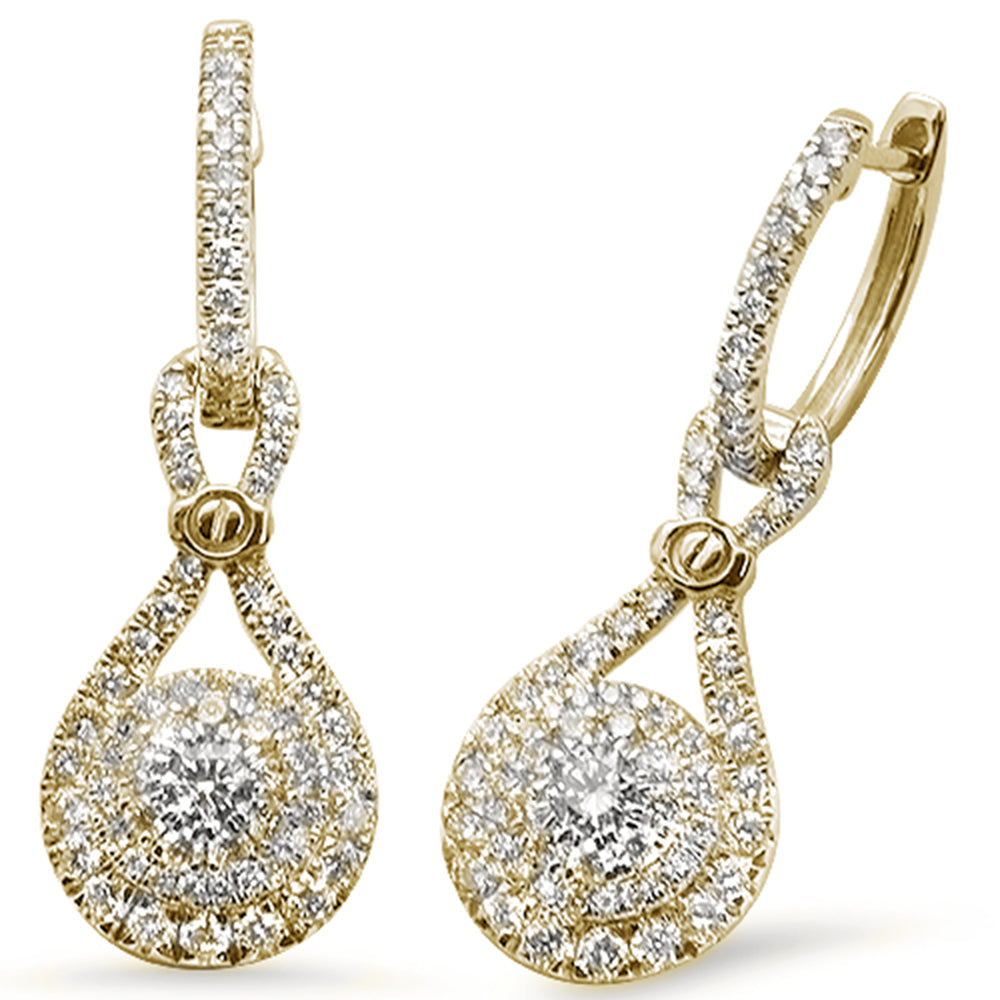 ''SPECIAL! 1.06ct 14K Yellow Gold Round DIAMOND Teardrop Shaped Earrings''