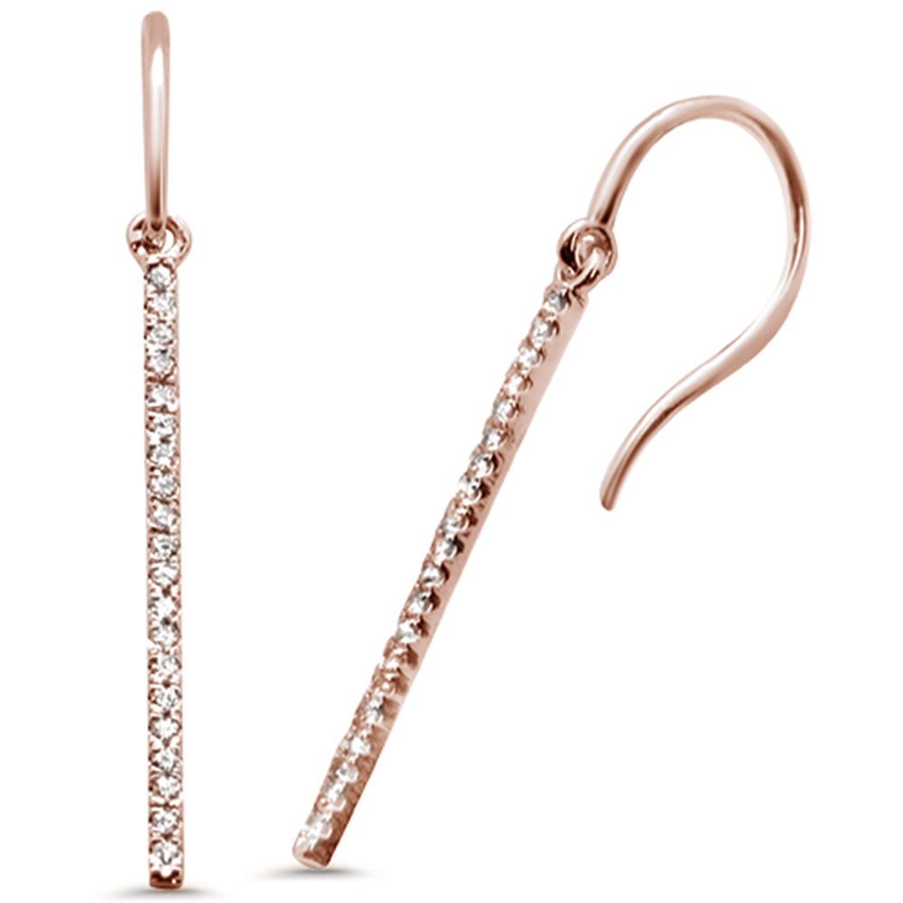 .20ct 14K Rose Gold DIAMOND Drop Dangle Line Modern Earrings