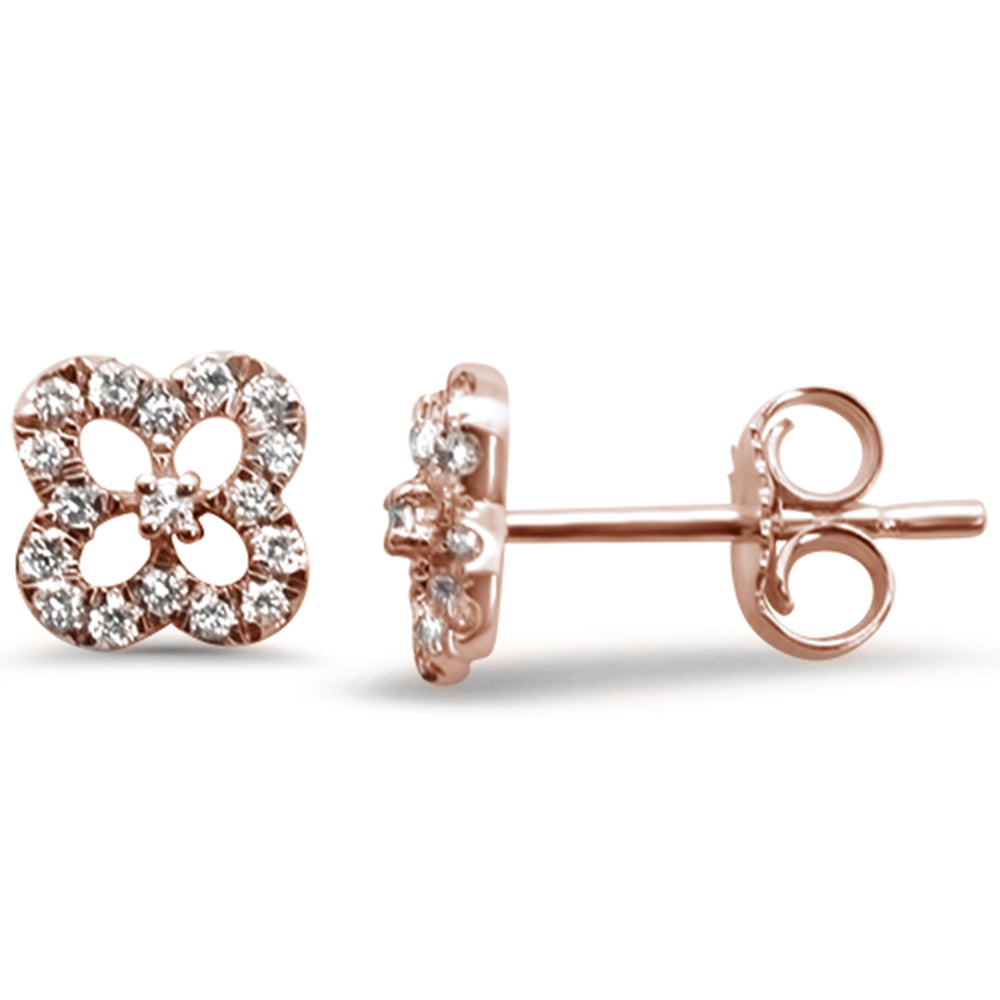 .17ct 14K Rose Gold Cute Clover Diamond EARRINGS