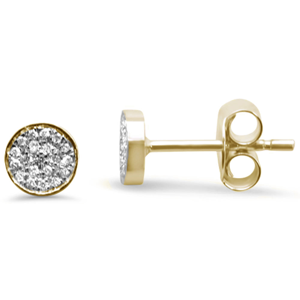 .08ct G SI 14K Yellow Gold Round Bezel Diamond STUD EARRINGS