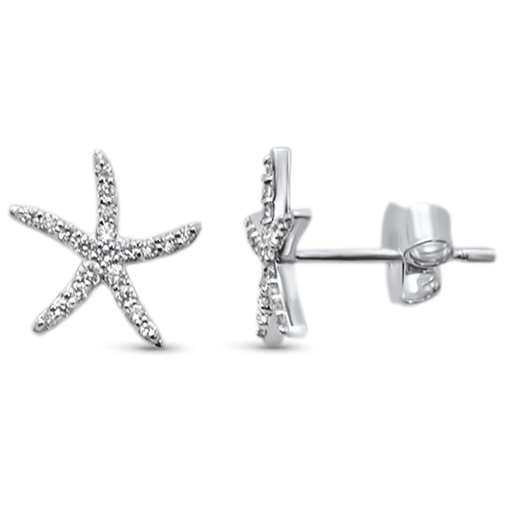 .17ct 14KT White Gold Trendy Starfish DIAMOND Stud Earrings