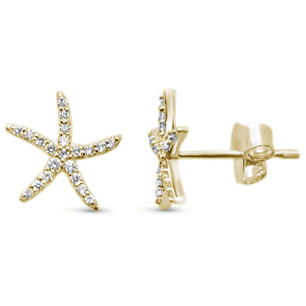 .18ct 14KT Yellow Gold Trendy Starfish Diamond Stud EARRINGS