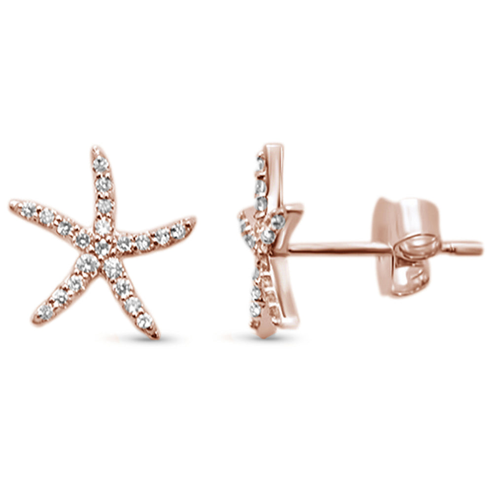 .19ct 14KT Rose Gold Trendy Starfish Diamond STUD EARRINGS