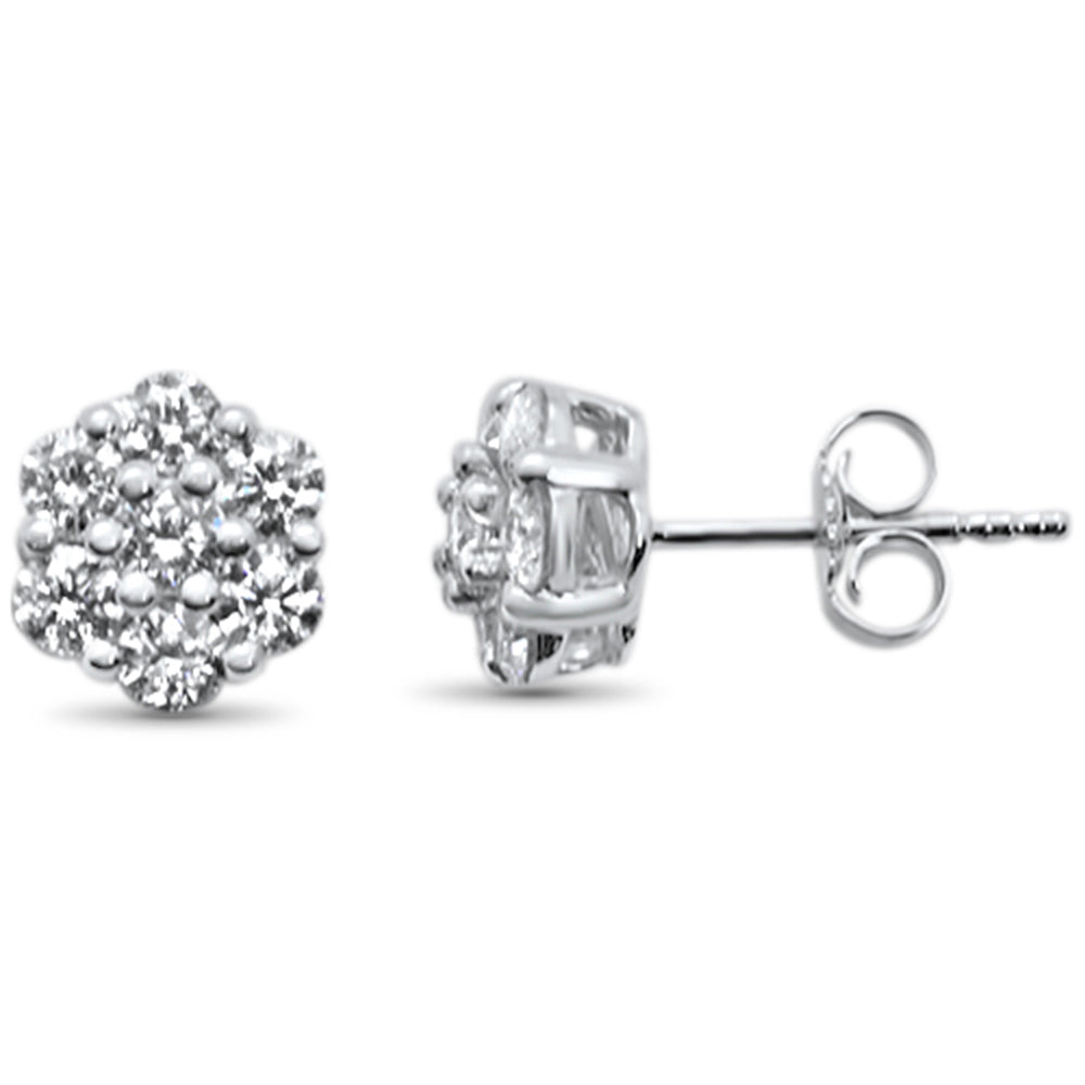 ''SPECIAL! 1.06ct 14KT White Gold Solitaire Stud Cluster Diamond EARRINGS''