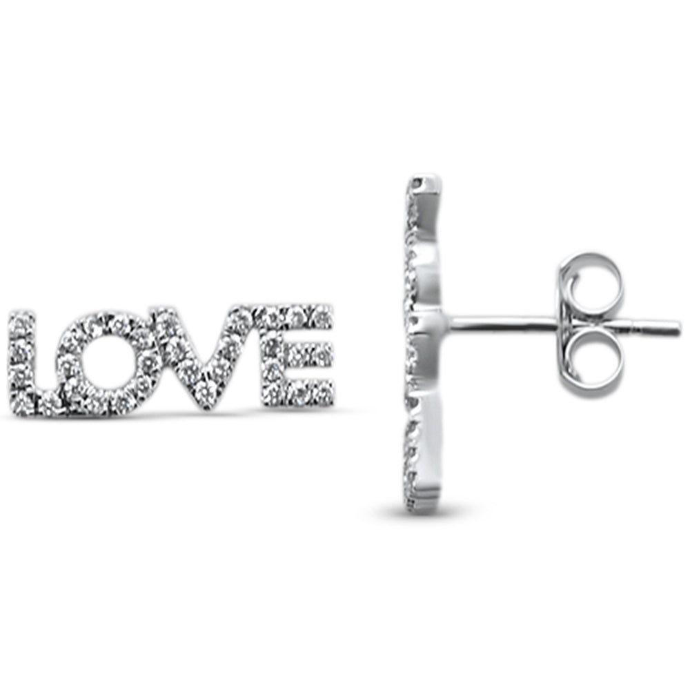 ''SPECIAL! .25ct 14KT White GOLD Love Script Heart Trendy Diamond Stud Earrings''