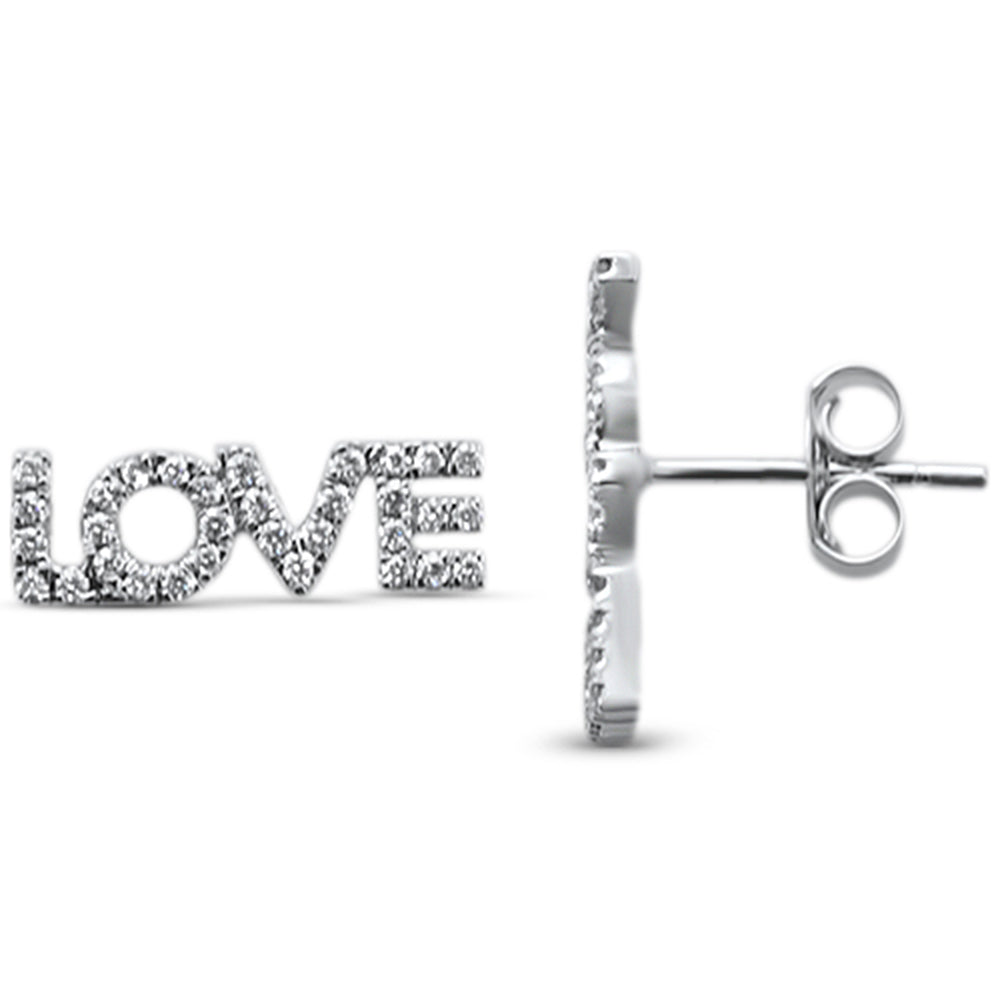 ''SPECIAL! .25ct 14KT White Gold Love Script Heart Trendy DIAMOND Stud Earrings''