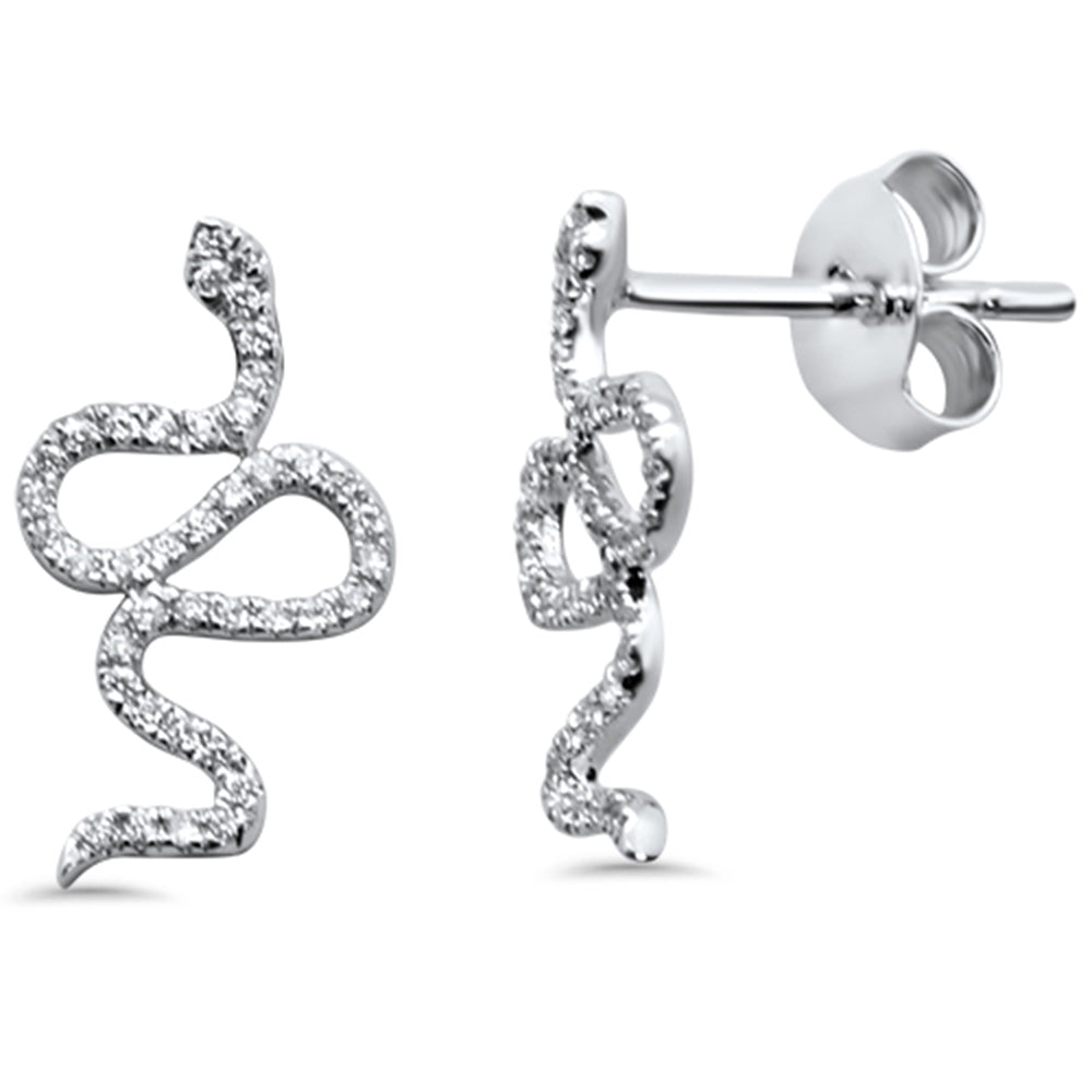 .13ct 14KT White Gold Trendy Serpent Snake Diamond EARRINGS